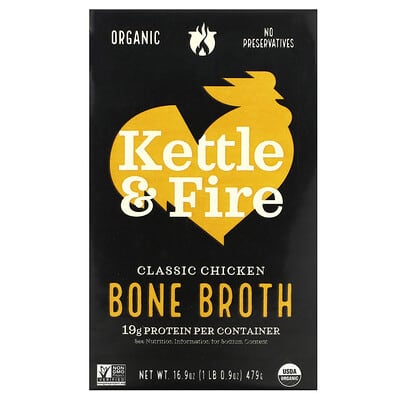 Kettle & Fire, Bone Broth, Classic Chicken Flavor, 16.9 oz (479 g)