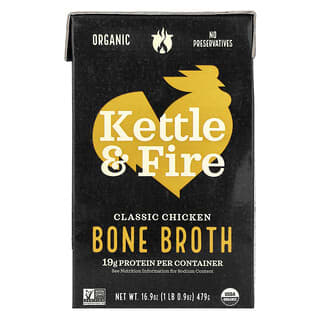 Kettle & Fire, 뼈 육수, 클래식 치킨 맛, 479g(16.9oz)