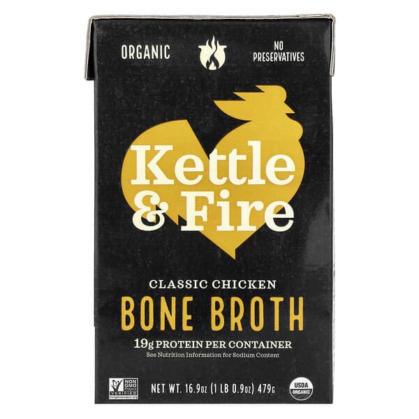 Kettle & Fire, 뼈 육수, 클래식 치킨 맛, 479g(16.9oz)