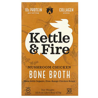 Kettle & Fire, 뼈 육수, 버섯 닭고기, 479g(16.9oz)