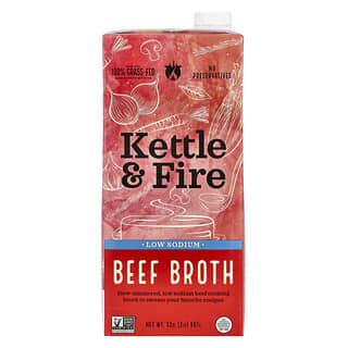 Kettle & Fire, Beef Broth, Low Sodium, 32 fl oz (907 g)