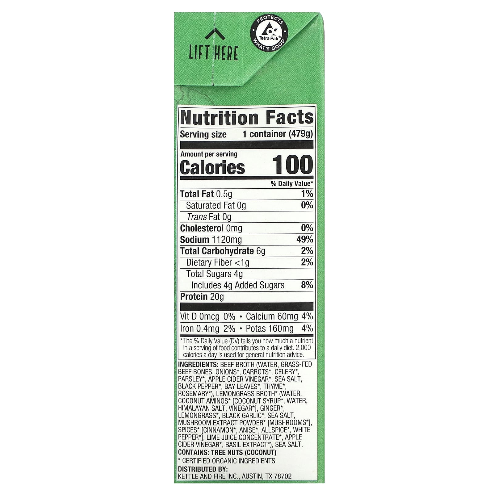 Kettle & Fire, Bone Broth, Lemongrass Ginger Beef, 16.9 oz (479 g)