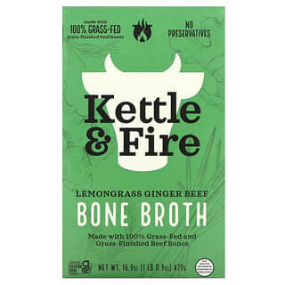 Kettle & Fire, Caldo de huesos, Limoncillo y jengibre con carne de res`` 479 g (16,9 oz)