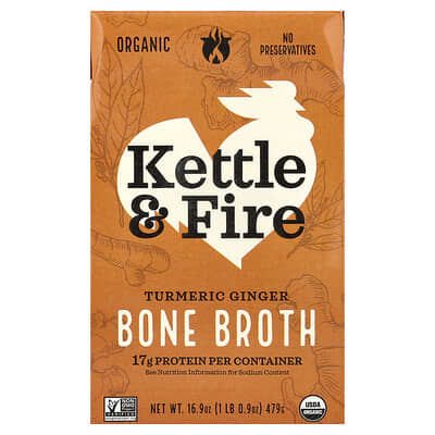 Kettle & Fire, Bone Broth, Turmeric, 16.9 oz (479 g)