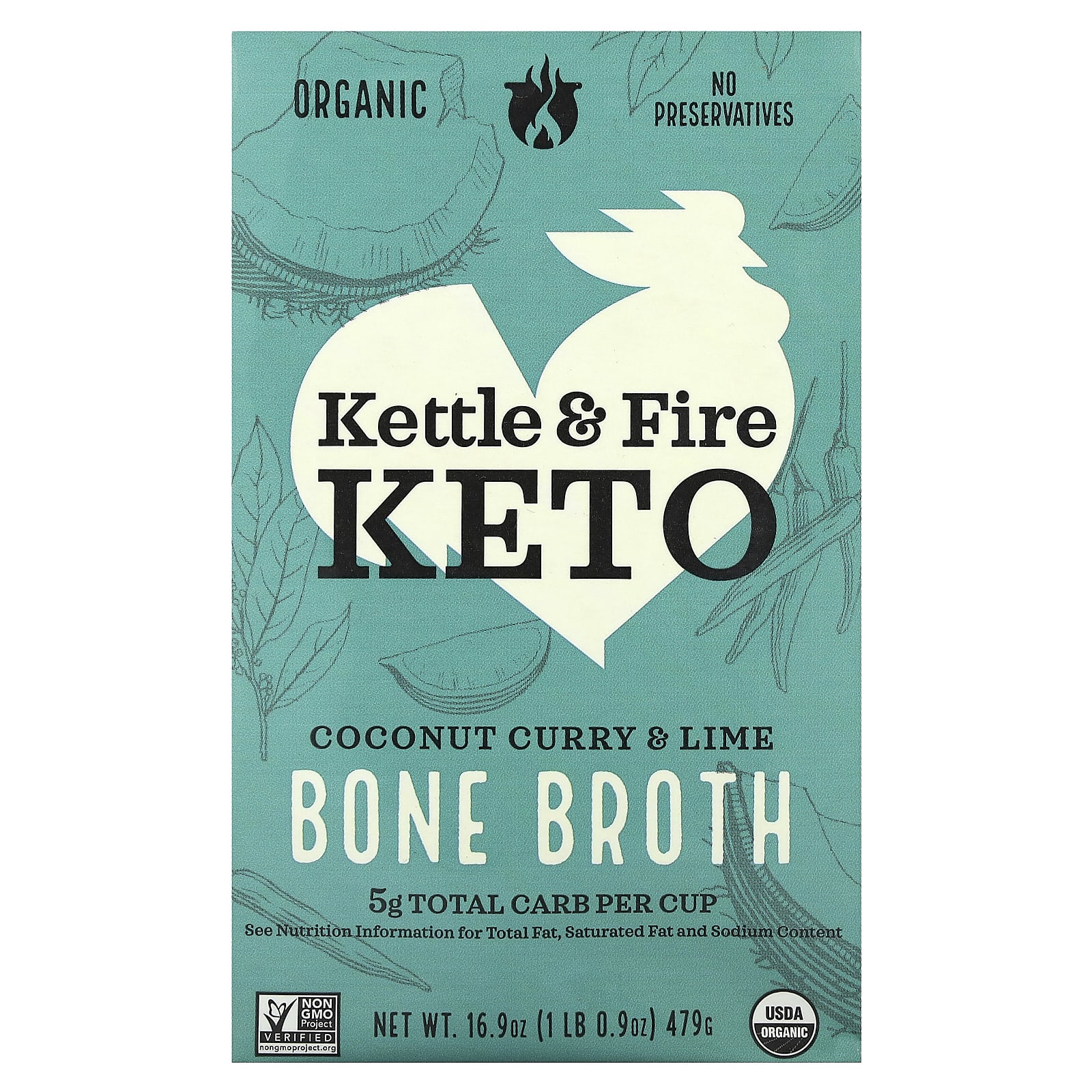 Kettle & Fire, Bone Broth, Coconut Curry & Lime, 16.9 oz (479 g)