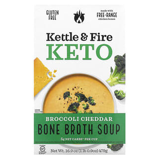 Kettle & Fire, Sopa de caldo de huesos, Cetogénica, Brócoli y queso cheddar, 479 g (16,9 oz)