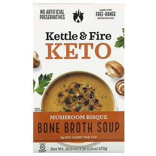 Kettle & Fire, Soupe au bouillon d'os, Keto, Bisque de champignons, 479 g