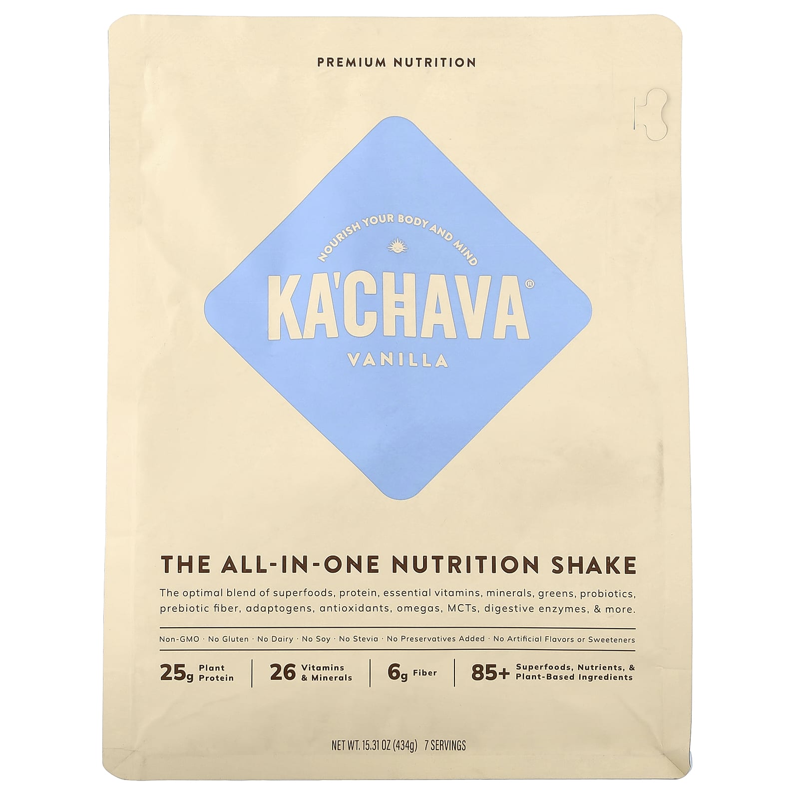 KaChava, универсальный питательный коктейль, со вкусом ванили, 434 г (15,31 унции)