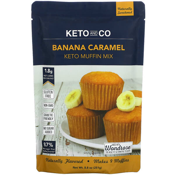 كيتو أند كو‏, مزيج الكعك المناسب لنظام كيتو الغذائي ، بالكراميل والموز ، 8.8 أونصة (251 جم)