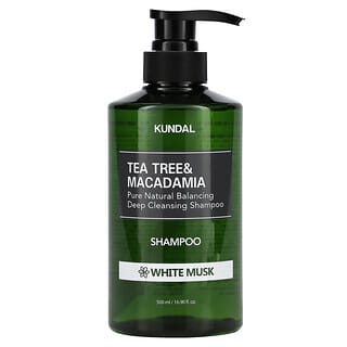 Kundal, Tea tree et macadamia, Shampooing, musc blanc, 500 ml