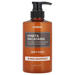 Kundal, Jabón líquido para el cuerpo con miel y macadamia, Pomelo rosa, 500 ml (16,9 oz. líq.)