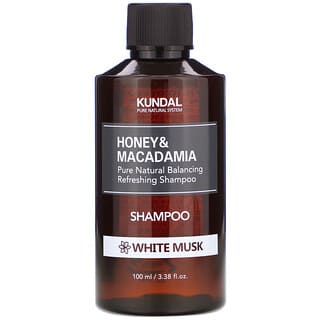 Kundal, Miel y macadamia, Champú, Almizcle blanco, 100 ml (3,38 oz. Líq.)