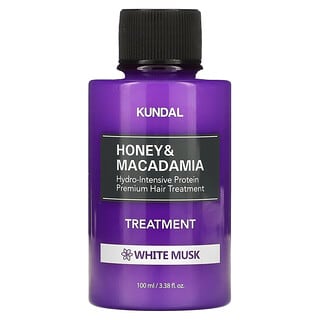 Kundal, العسل والمكاديميا، علاج الشعر، المسك الأبيض، 3.38 أونصة سائلة (100 مل)
