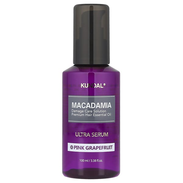 Kundal, 澳洲堅果超級護髮精華，粉紅葡萄柚香，3.38 液量盎司（100 毫升）