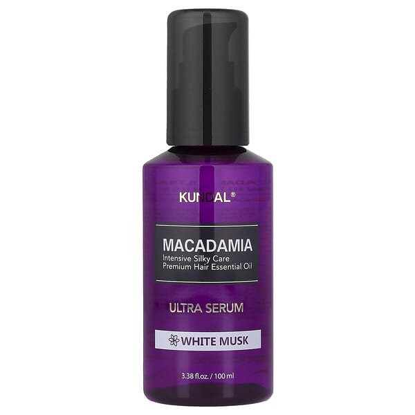Kundal, 澳洲堅果高級護髮精華，白麝香味，3.38 液量盎司（100 毫升）