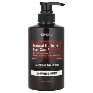 Kundal, Natural Coffeeine Hair Care+, Shampooing à la caféine, Pour tous types de cheveux, Musc blanc, 500 ml