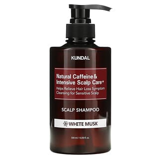 Kundal, Caféine naturelle et shampooing intensif pour le cuir chevelu, musc blanc, 500 ml