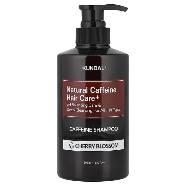 Kundal, 천연 카페인 헤어 케어+ 샴푸, 모든 모발용, 체리블라썸, 500ml(16.9fl oz)