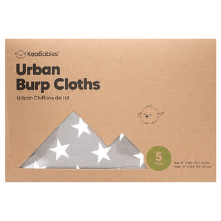 KeaBabies, Urban Burp Clothes, Grayscape, 5 Pack