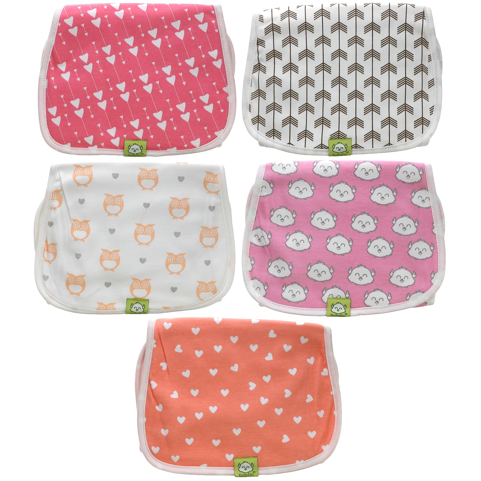 Keababies, Organic Burp Cloths, Pink Dreams, 5 Pack