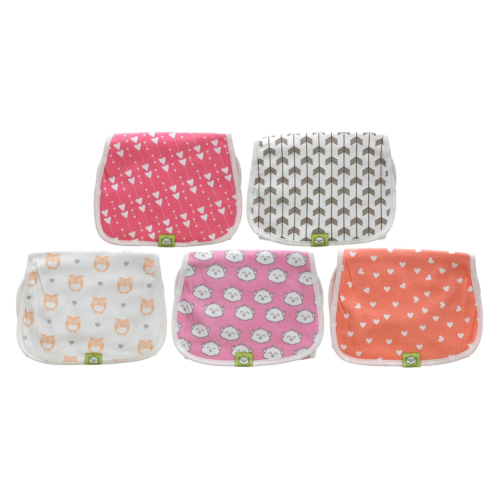 KeaBabies, Organic Burp Cloths, Pink Dreams, 5 Pack
