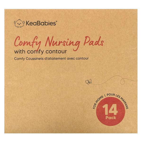 KeaBabies, Compresas protectoras de lactancia Comfy, Grandes, Blanco suave, Paquete de 14