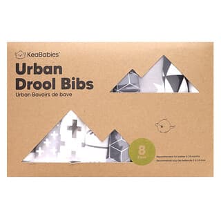 KeaBabies, Urban Drool Bibs, Grayscale, 0-24 Months, 8 Pack