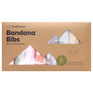 KeaBabies, Bandana Bibs, 0-36 Months, Muted Pastel, 8 Pack