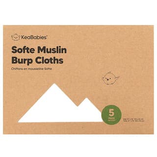 KeaBabies, Softe Muslin Burp Cloths, Soft White, 5 Pack