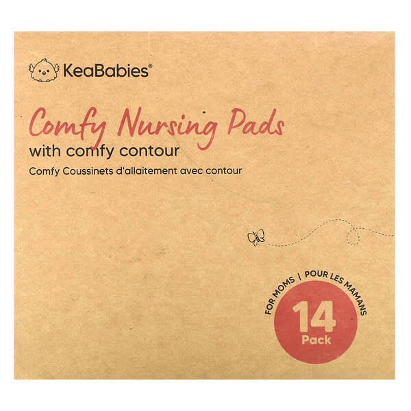 KeaBabies, Comfy 수유 패드, 라지, 베어 베이지, 14팩