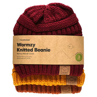 KeaBabies, Warmzy Knitted Beanie, For Babies, 6 to 36 Months, Terracotta, 3 Pack
