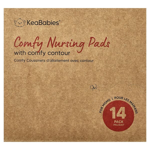 KeaBabies, Comfy 수유 패드, 라지, 뉴트럴, 14팩
