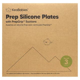 KeaBabies, Assiettes Prep en silicone avec aspiration PrepGrip, 6-36 mois, Terre cuite, Paquet de 3
