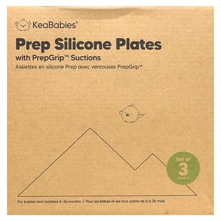 KeaBabies, Prep Placas de silicona con succión PrepGrip, 6-36 meses, Valiant, Paquete de 3