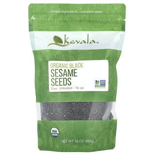 Kevala, Semillas de sésamo negro orgánico, crudas, sin cáscara, 454 g (16 oz)