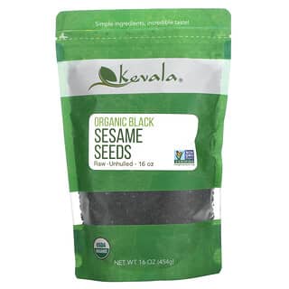 Kevala, Органические семена черного кунжута, неочищенные, 454 г (16 унций)