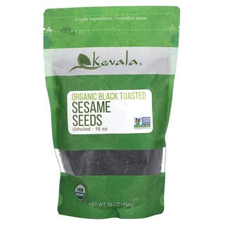 Kevala, Semillas de sésamo negro tostado orgánico, sin cáscara, 454 g (16 oz)