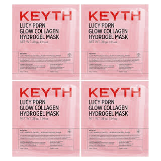 KEYTH, Lucy PDRN Glow Collagen Hydrogel Beauty Mask, 4 Sheets, 1.34 oz (38 g) Each