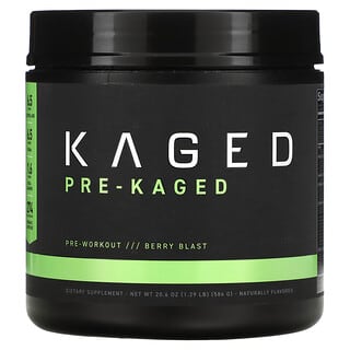 Kaged Muscle, PRE-KAGED، مكمل غذائي يؤخذ قبل التمرين، ممزوج بمشروب التوت، 1.29 رطل (584 جم)