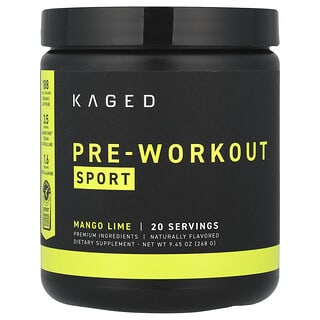 Kaged, Pré-entraînement, Sport, Mangue et citron vert, 268 g