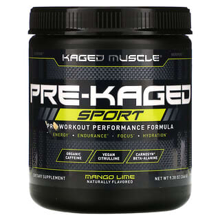 Kaged Muscle, PRE-KAGED Sport, Pre-Workout Performance Formula, Mango Lime, 9.38 oz (266 g)