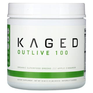 Kaged, Outlive 100, Verduras de hoja con superalimentos orgánicos, Manzana y canela, 510 g (18 oz)