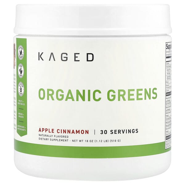 Kaged, Outlive 100, 프리미엄 유기농 슈퍼 푸드 + 녹색 채소, 애플 시나몬 맛, 510g(18oz)
