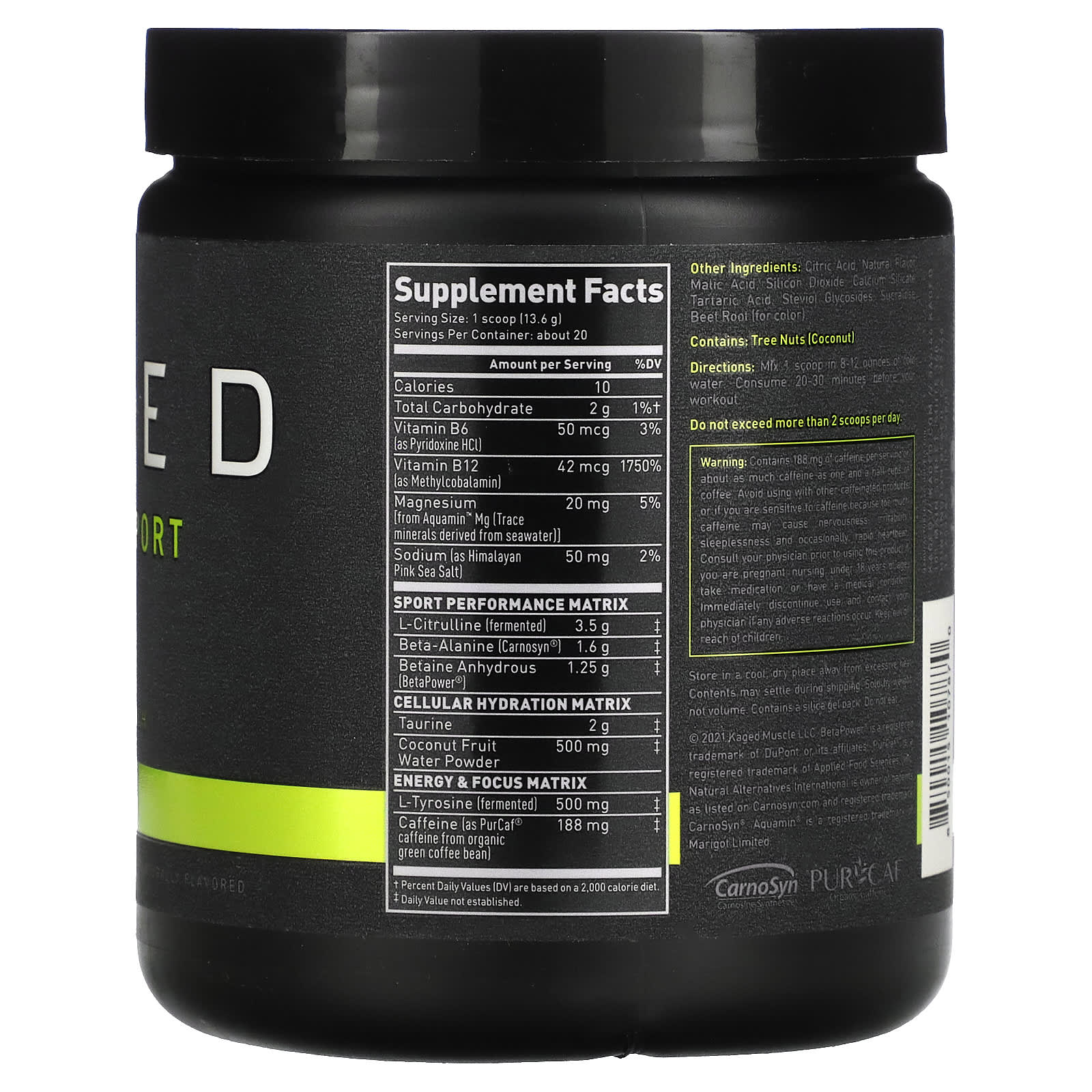 Kaged, PREKAGED, Sport, PreWorkout, Fruit Punch, 9.59 oz (272 g)