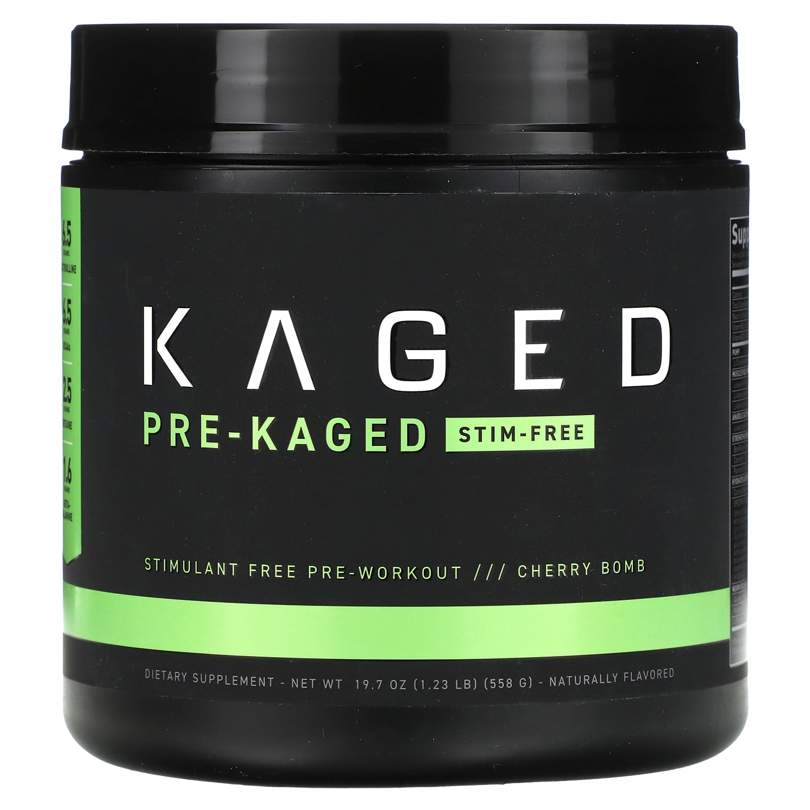 Kaged, PRE-KAGED, Stimulant Free Pre-Workout, Cherry Bomb, 1.23 lb (558 g)