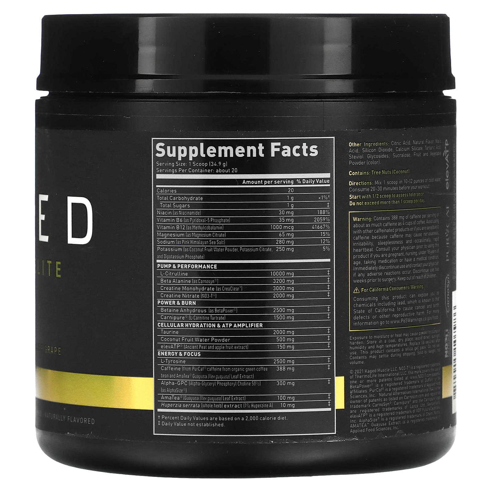 Kaged, PREKAGED Elite, Advanced PreWorkout, Gracier Grape, 1.54 lb