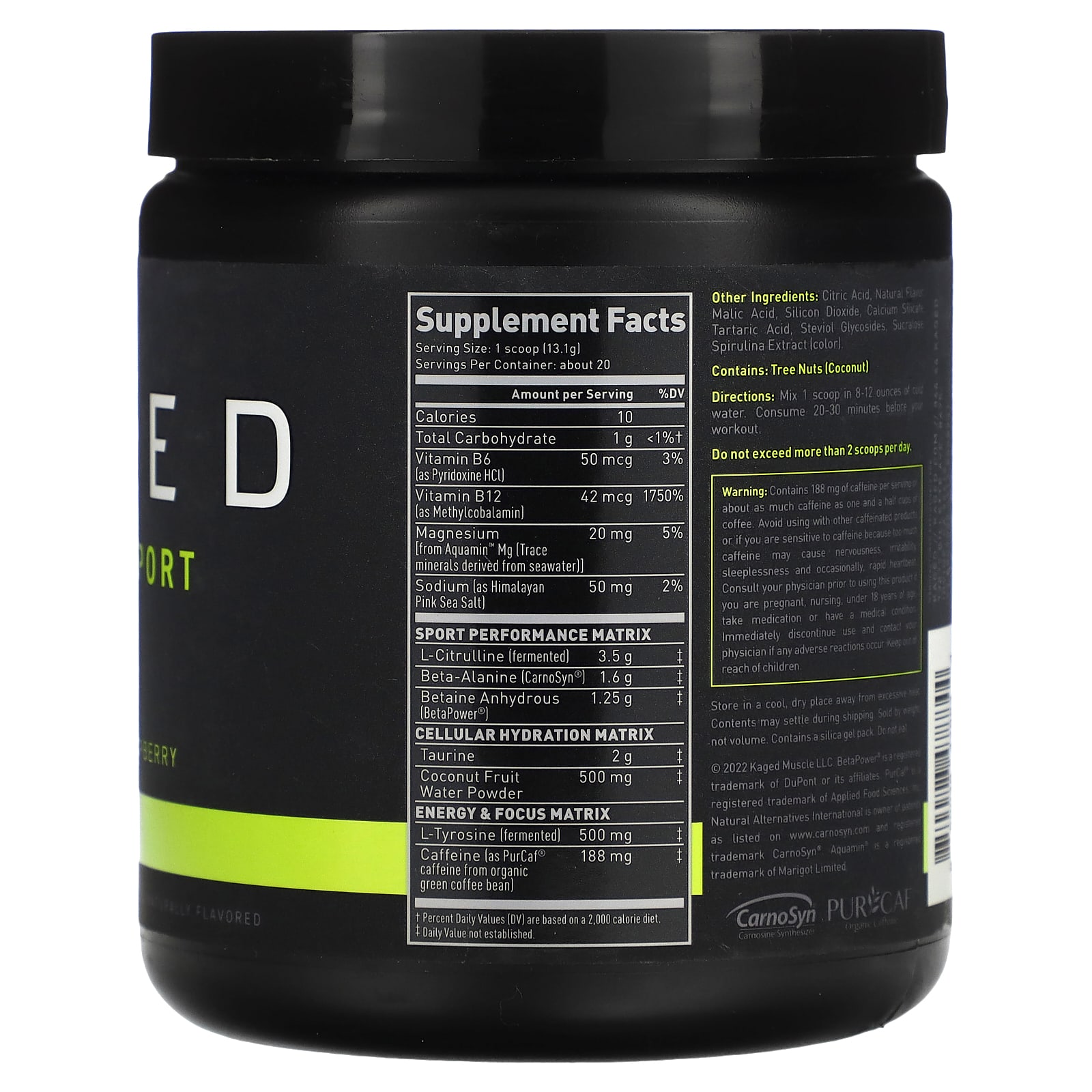 Kaged, PreKaged, Sport PreWorkout, Blue Raspberry, 9.24 oz (262 g)