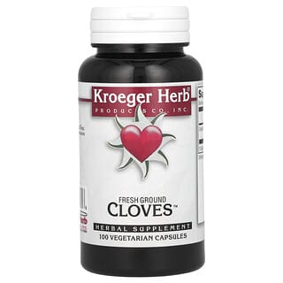 Kroeger Herb Co, Fresh Ground Cloves, Clavo fresco molido, 100 cápsulas vegetales