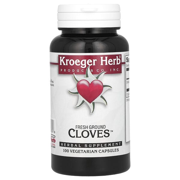 Kroeger Herb Co, Fresh Ground Cloves（挽きたてクローブ）、ベジカプセル100粒