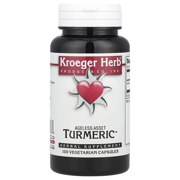 Kroeger Herb Co Ageless Asset Turmeric™, 100 Vegetarian Capsules (450 mg per Capsule)